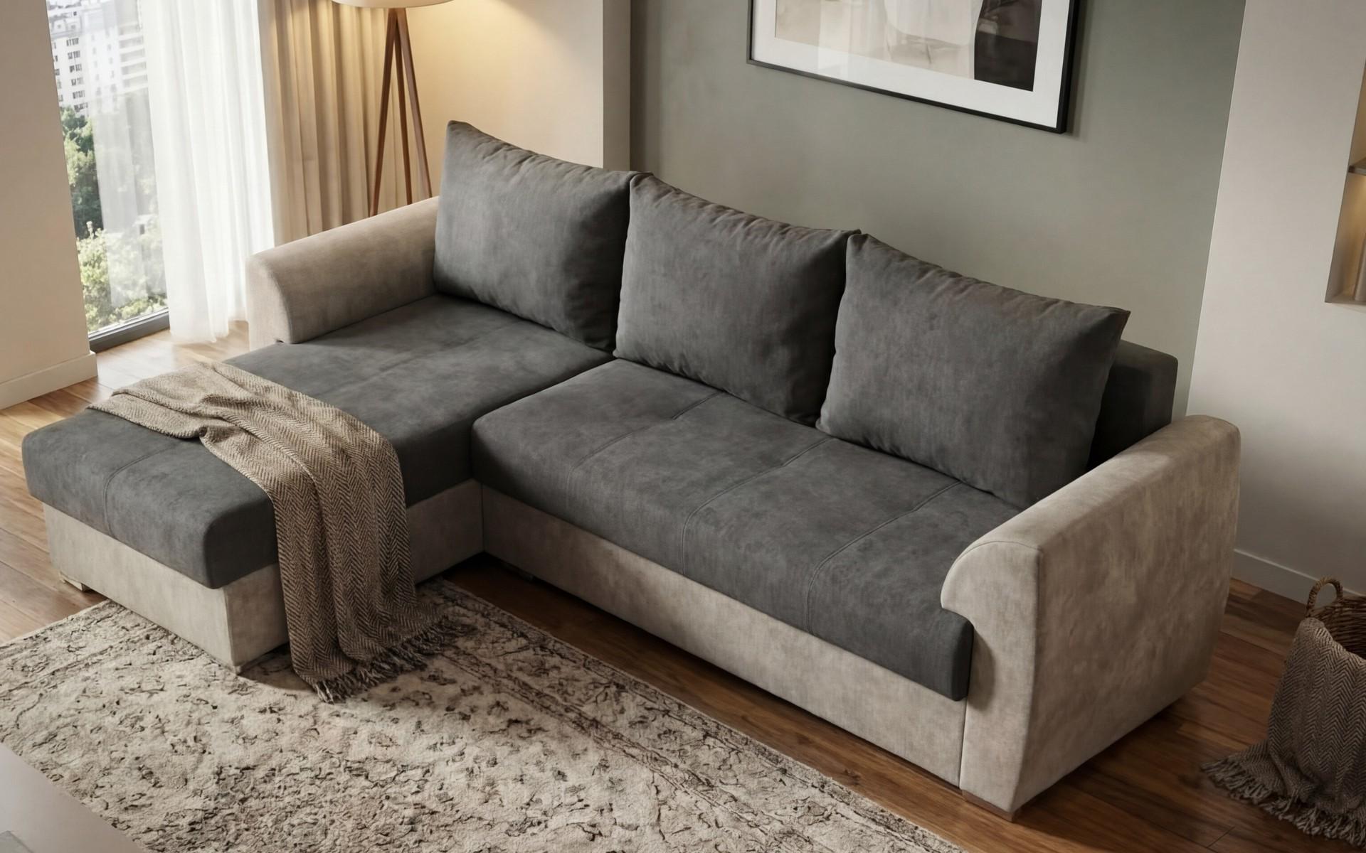 Extendable corner sofa Berg, brown + light brown  6